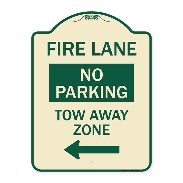 Fire Lane Tow-Away Zone W/ Left Arrow Heavy-Gauge Aluminum Sign, 24" x 18", TG-1824-23978
